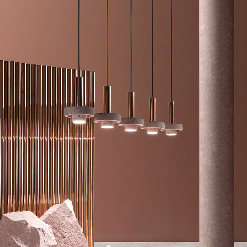 Aelith Suspension Cylindre Moderne Métal/Pierre Salle à Manger - Neutralighting