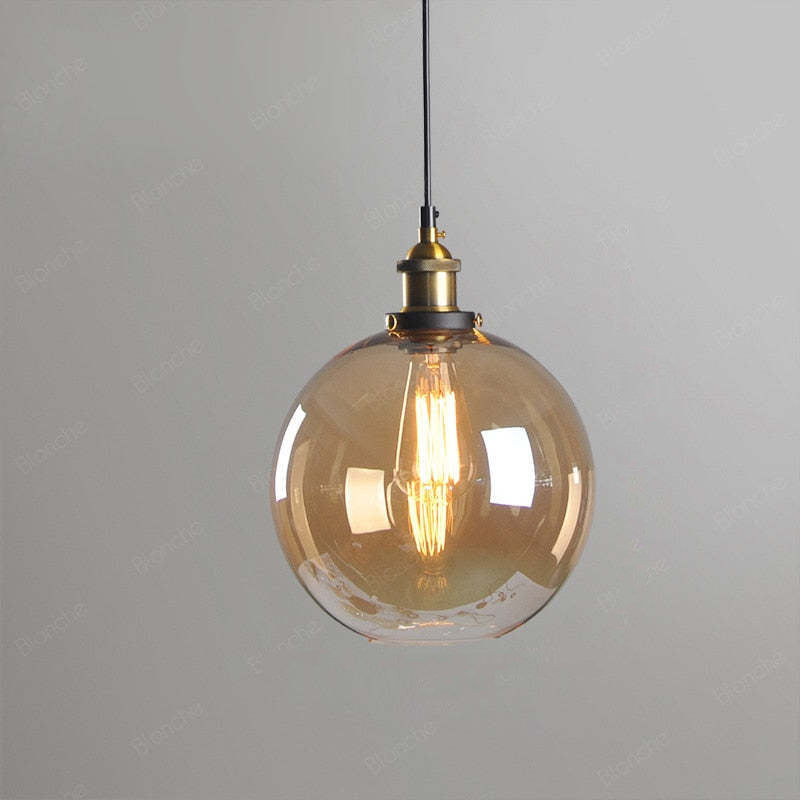 June suspension Industriel en Verre. Clair/Ambre/Gris Fumé - Neutralighting