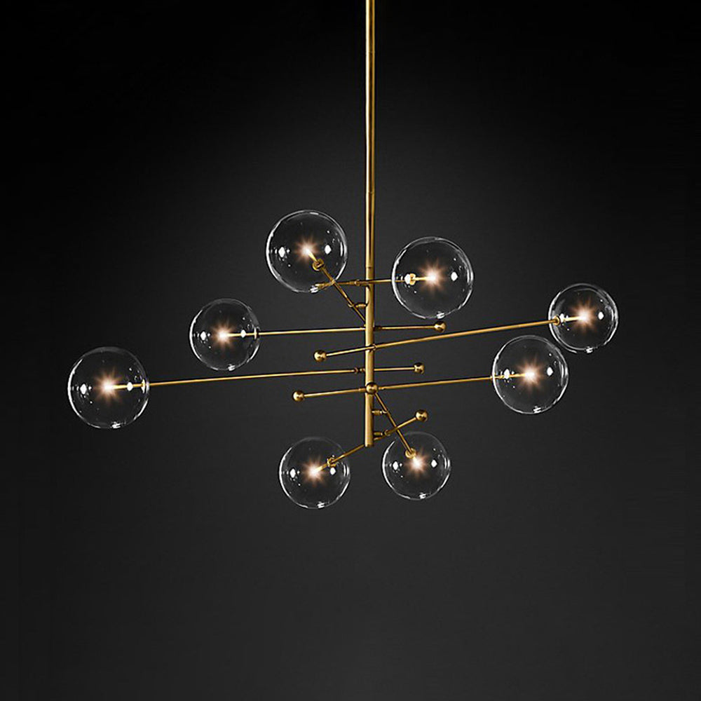 Valentina Lustre Multi Moderne, Métal/Verre, Noir/Doré, Salon - Neutralighting