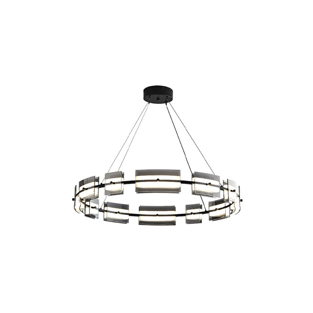 Arisha Suspension Anneau Simple, Cuivre/Verre, Noir/Or, Salon/Chambre - Neutralighting