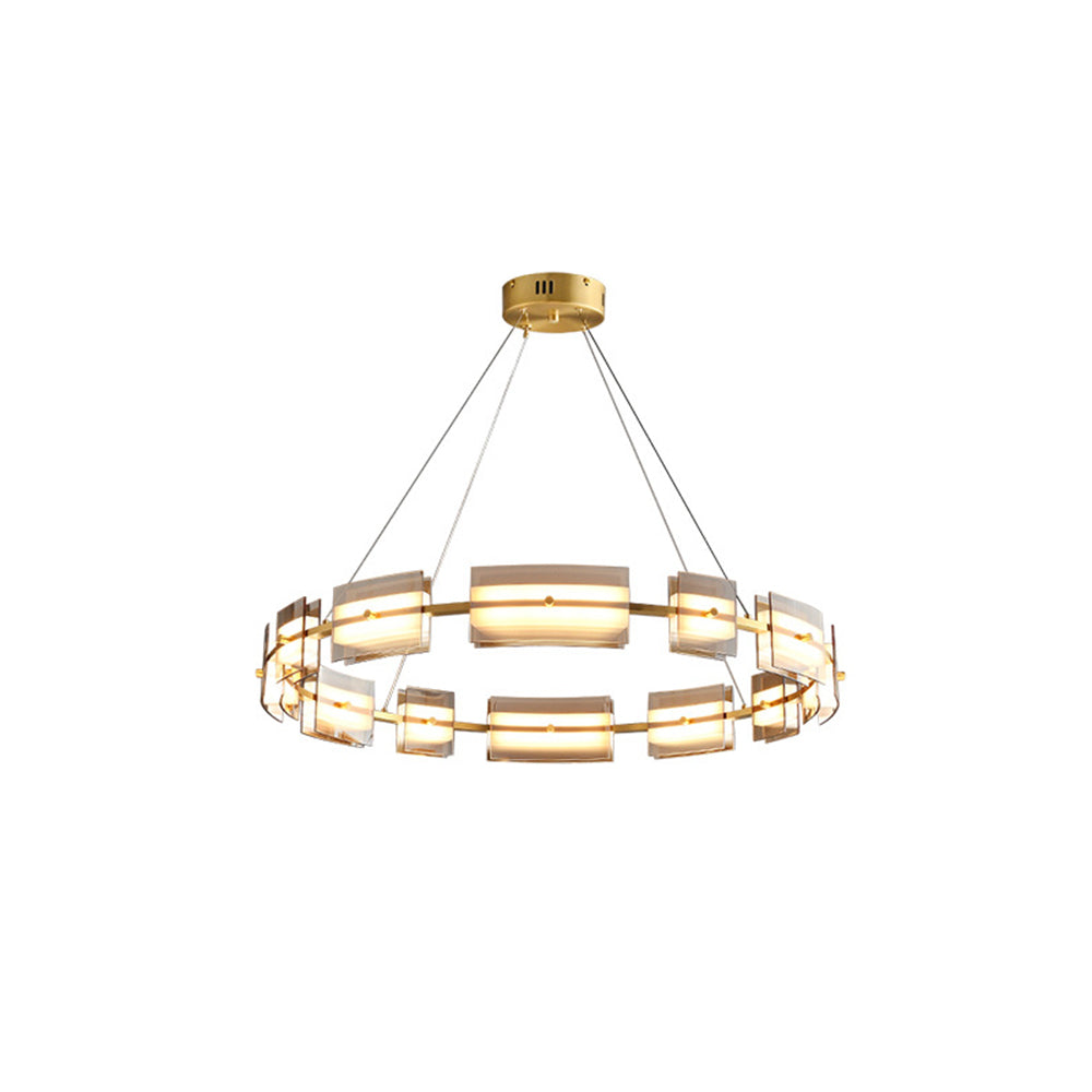 Arisha Suspension Anneau Simple, Cuivre/Verre, Noir/Or, Salon/Chambre - Neutralighting