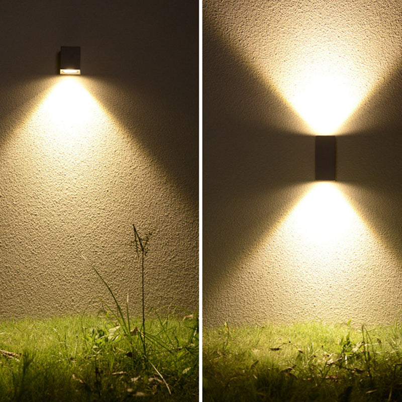 Tavon Applique Murale Carré/Tour Minimaliste. Métal/Verre. Noir. Jardin - Neutralighting