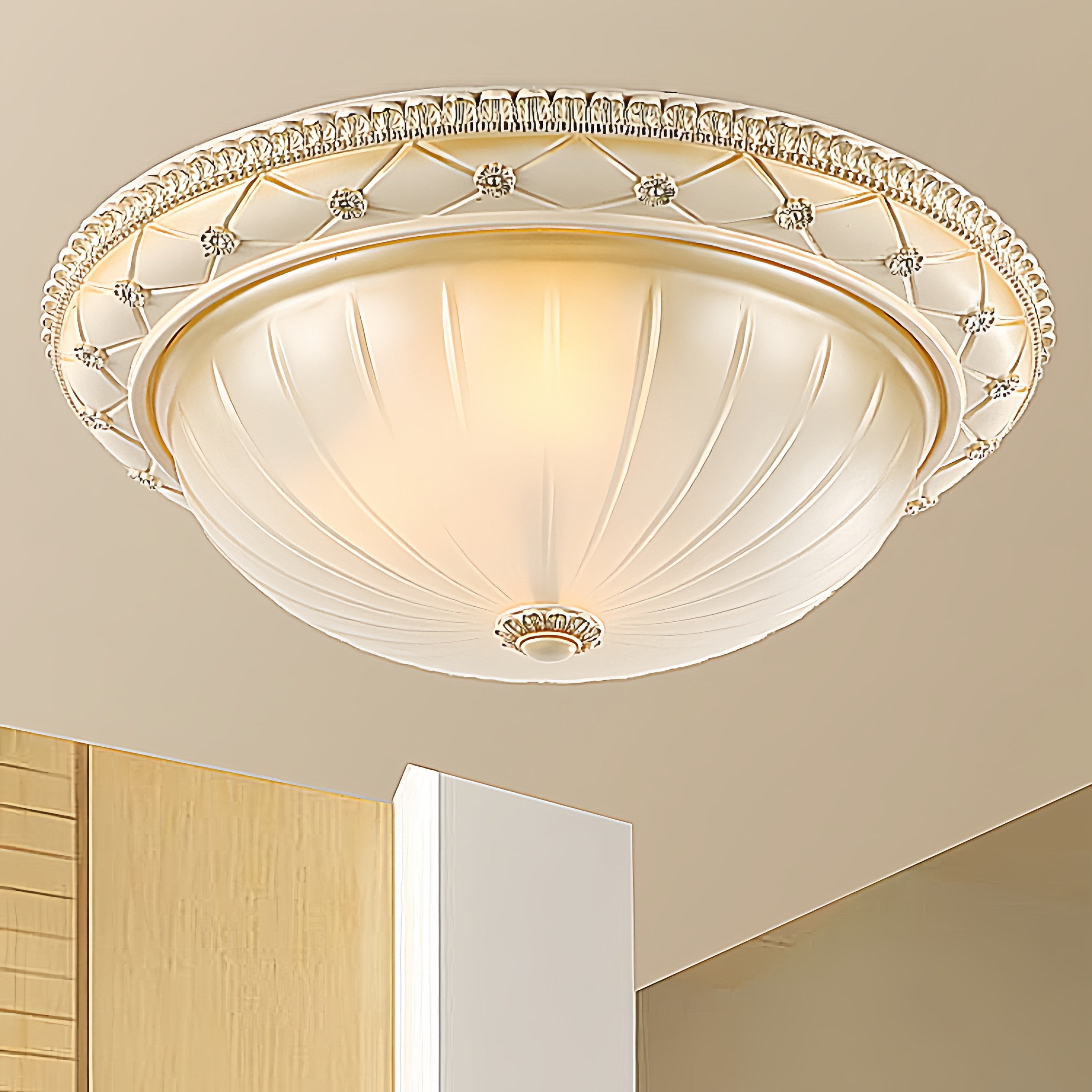 Silva Encastré Minimaliste Résine Crème Plafonnier Salon