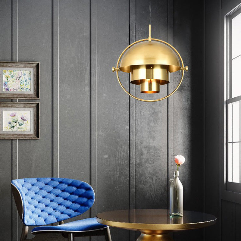 Arisha Luminaires Suspension LED Anneau Rétro Métal Chrome/Or Salon - Neutralighting