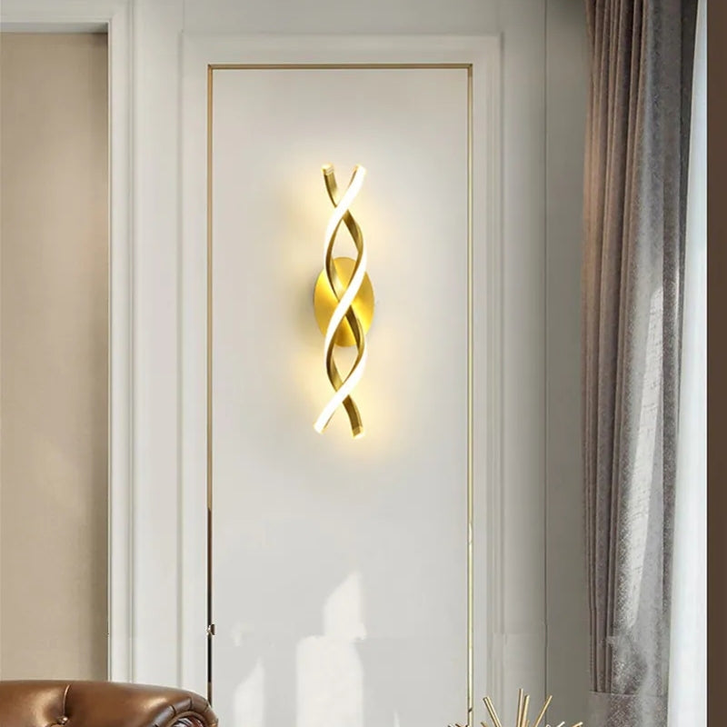 Ray Applique Murale Linéaire Simple, Métal, Noir/Or, Salon - Neutralighting