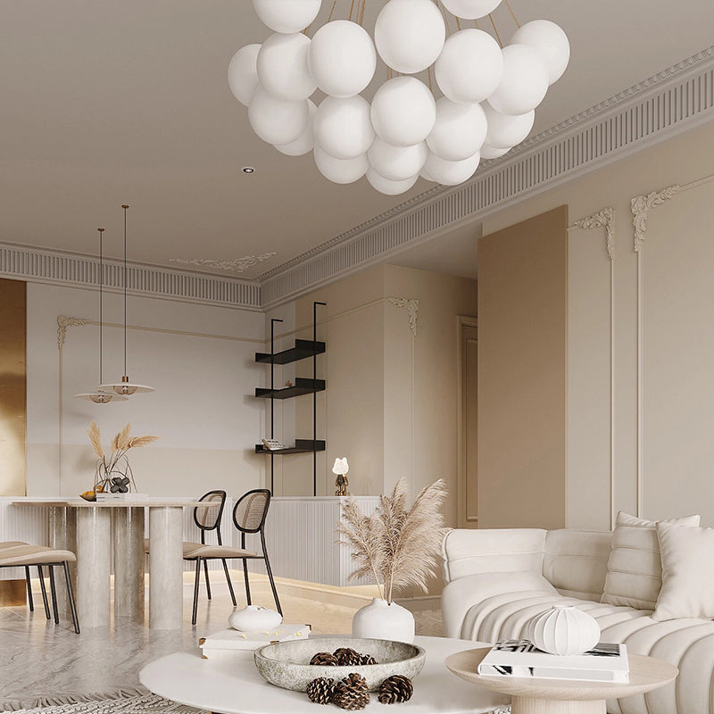 Valentina Lustre Globe Modenre, Fer/Verre, Noir/Blanc, Salon - Neutralighting
