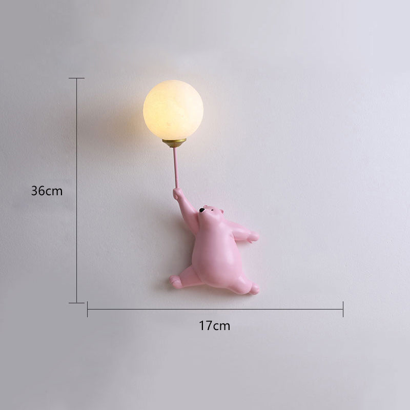 Bear Balloon Applique Murale Ours Ballon Moderne Animale. Blanc/Bleu/Rose. Salon - Neutralighting