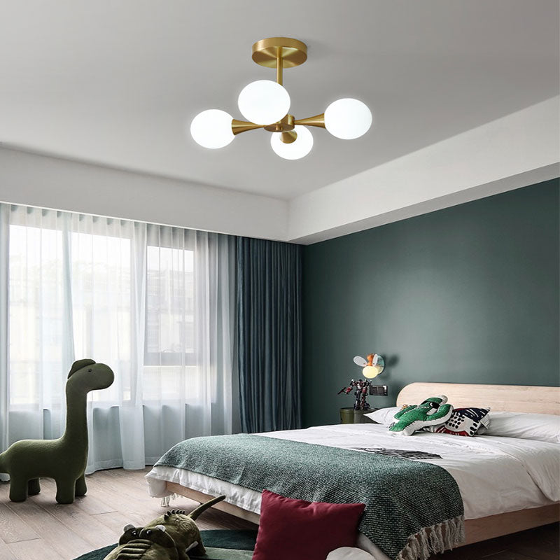 Valentina Suspension Boule Moderne, Laiton/Verre, Blanc/Claire, Salon - Neutralighting