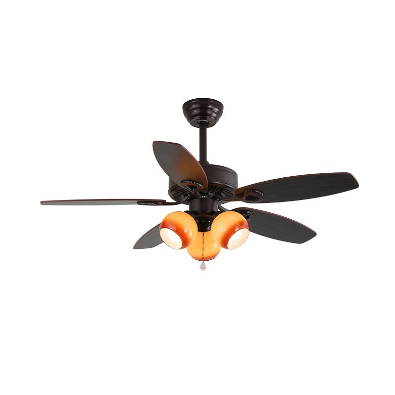 Solara Plafonnier Ventilateur Classique en Bois et Verre
