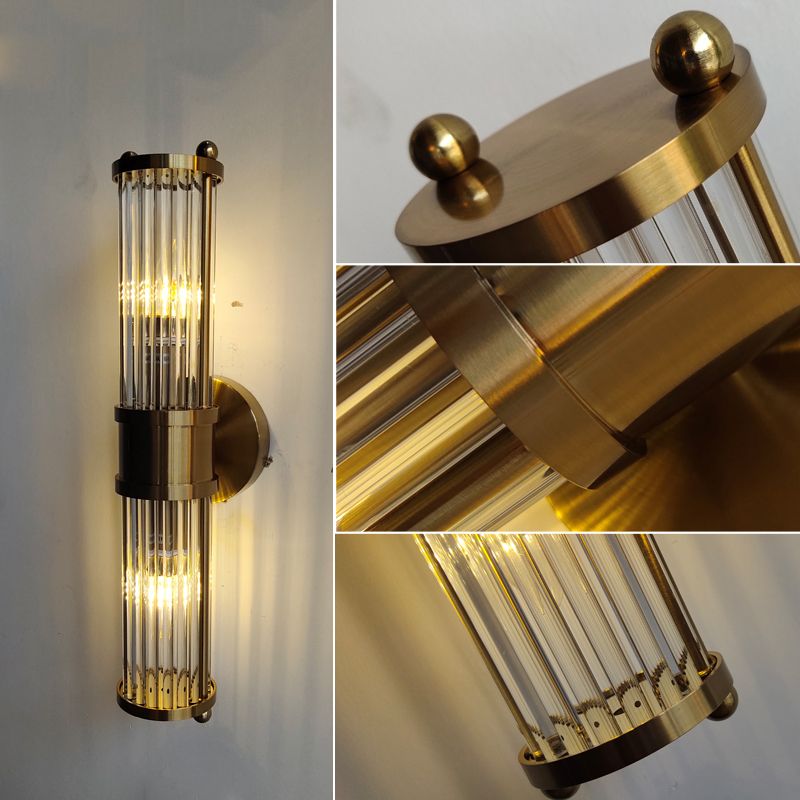 Tyra LED Applique Murale Cylindrique Vintage Métal/Verre Or - Neutralighting