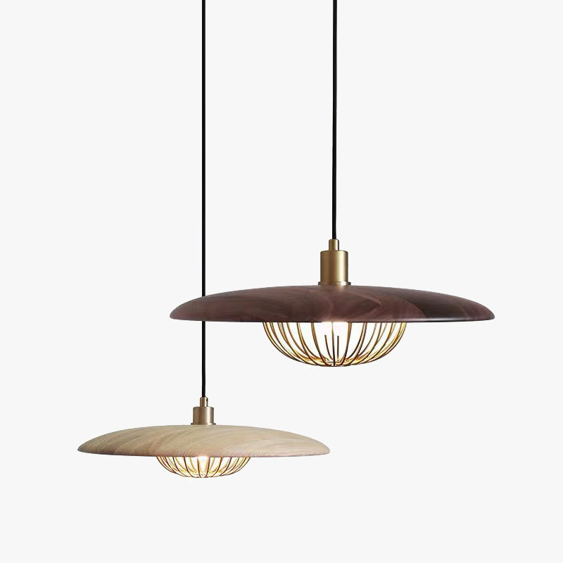 Arisha Suspension Ronde Moderne LED Luxe Métal, Or/Gris/Noir/Marron/Bois, Salon - Neutralighting