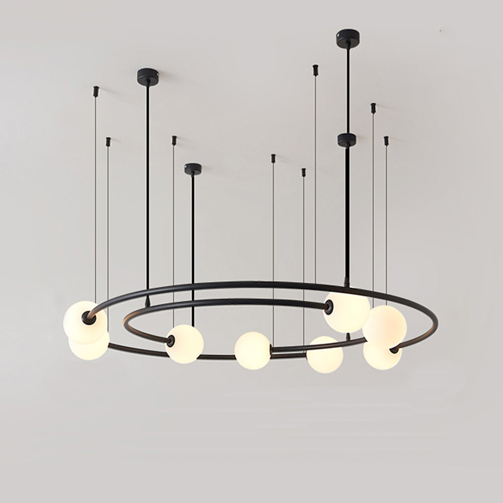 Valentina Suspension Anneau Moderne, Métal/Verre, Noir/Doré, Salon - Neutralighting