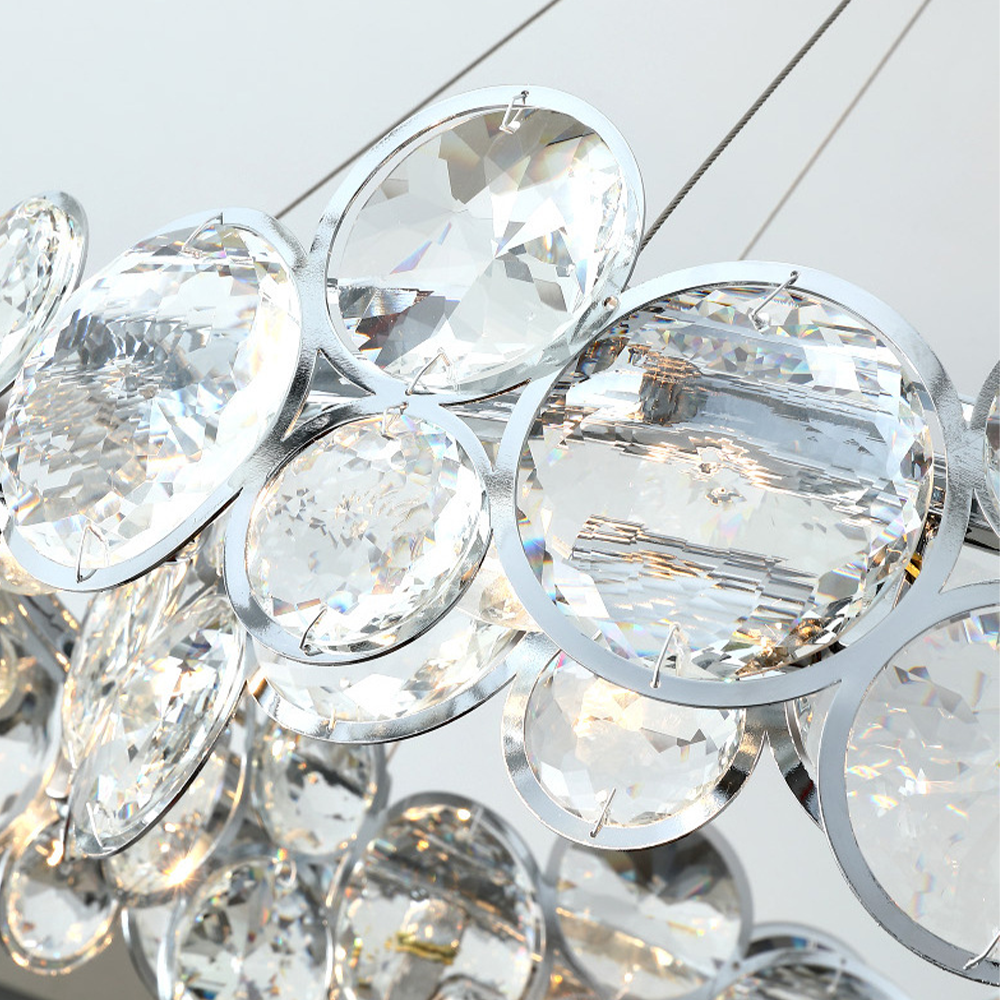 Kristy Lustre LED Moderne Rond Cristal Métal Salon