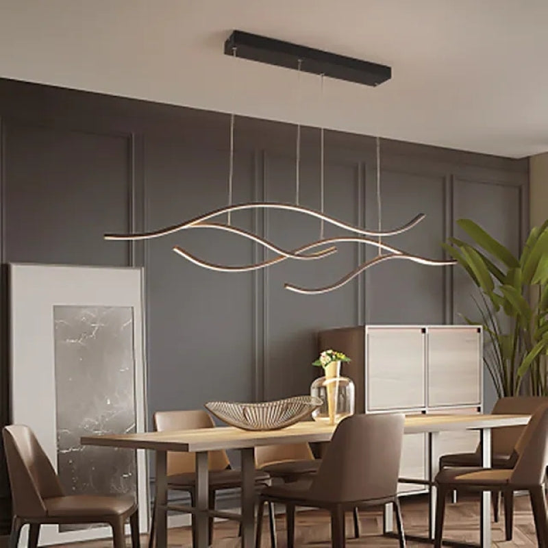 Nayel Luminaires Suspension linéaire. LED Noir/Or. Salon - Neutralighting