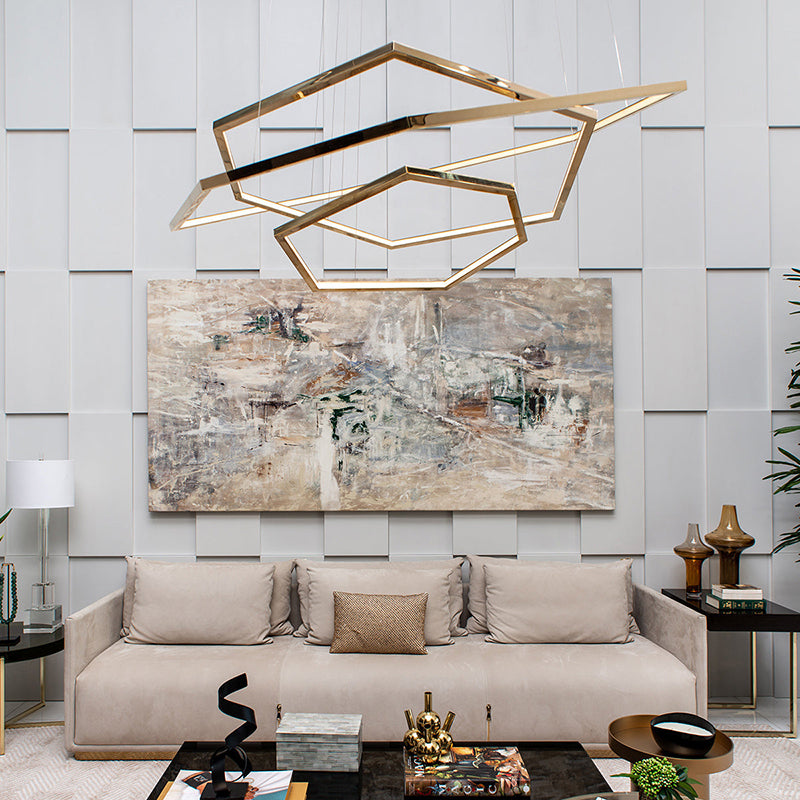 Ray Suspension Géométrique Contemporain, Métal, Doré, Salon/Chambre à Coucher - Neutralighting