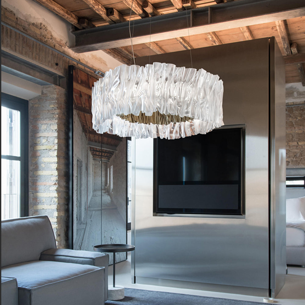 Kristy Suspension Anneau Simple, Acrylique/Acier, Or/Blanc Chambre - Neutralighting