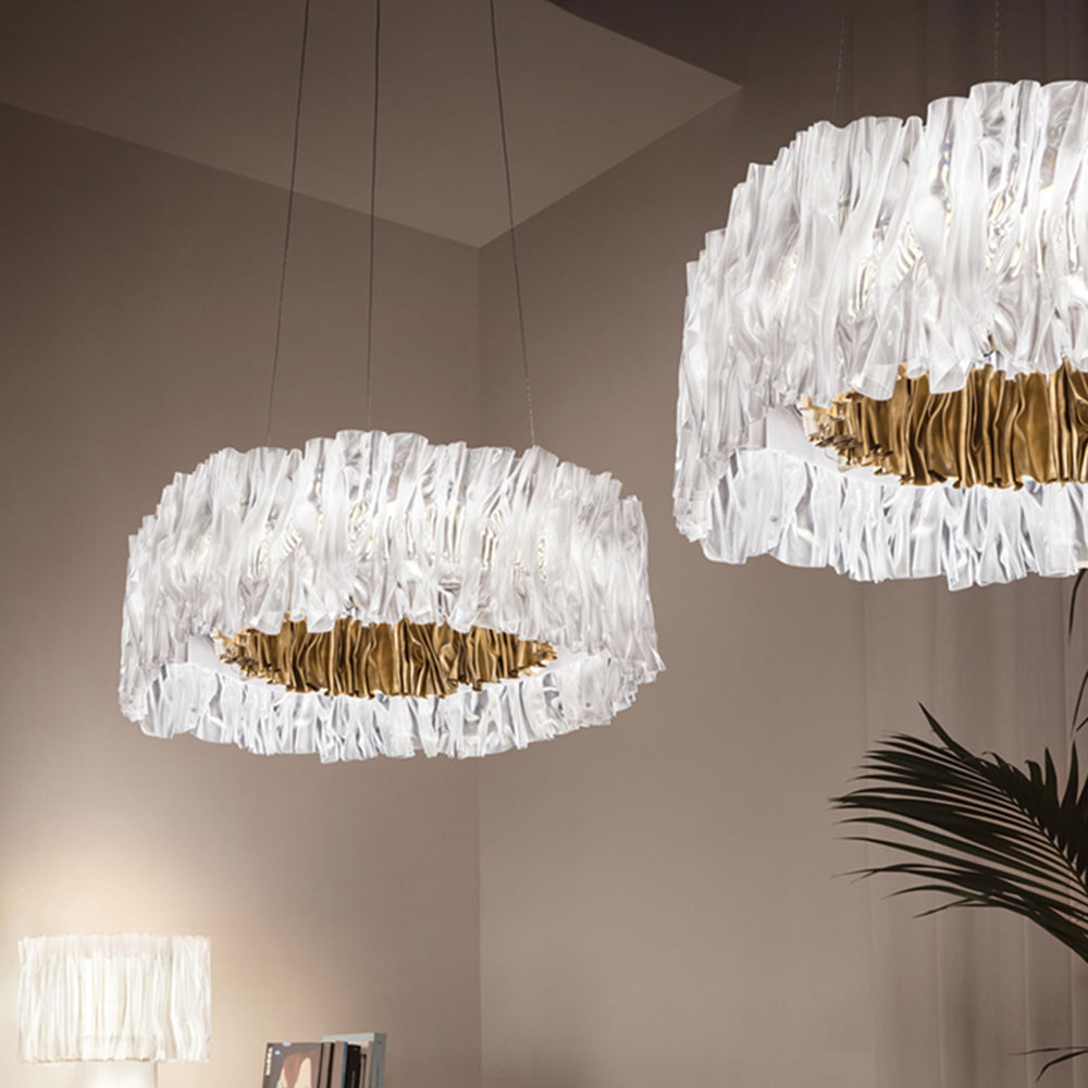 Kristy Suspension Anneau Simple, Acrylique/Acier, Or/Blanc Chambre - Neutralighting