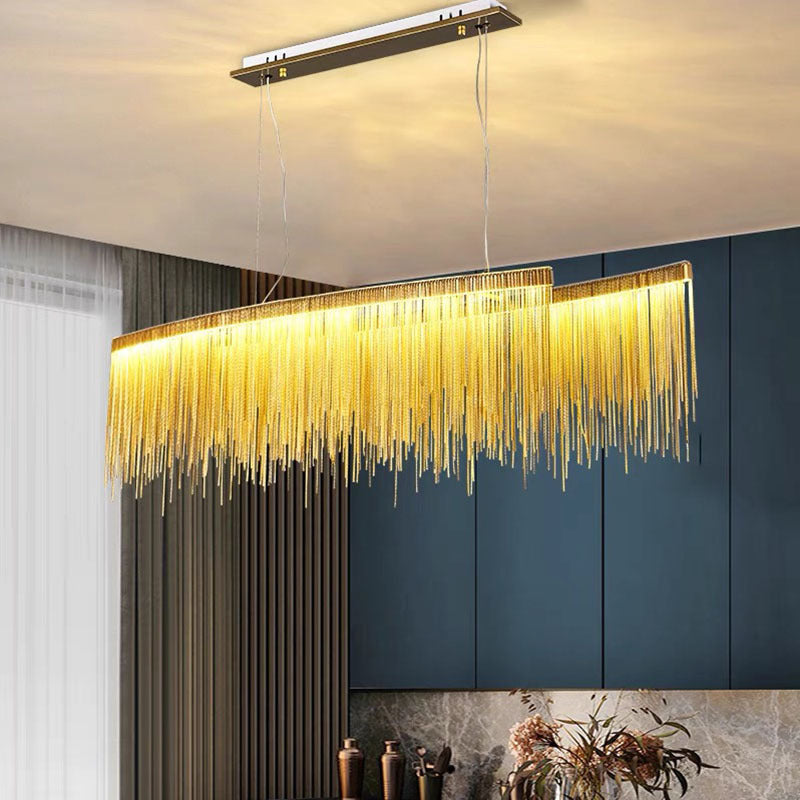 Arisha Suspension Linéaire Luxueux, Acrylique/Metal, Doré/Chrome, Chambre - Neutralighting