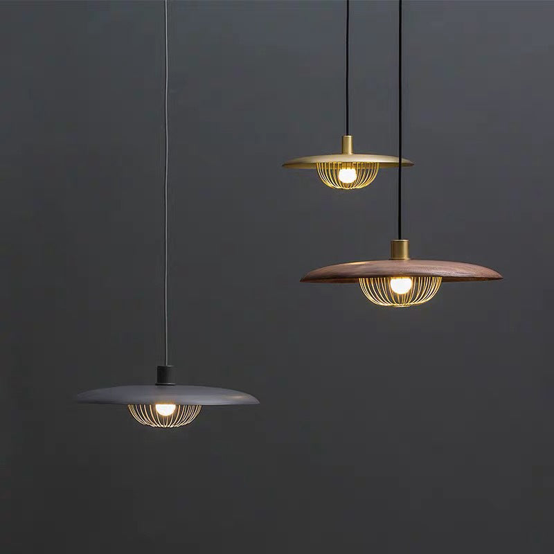 Arisha Suspension Ronde Moderne LED Luxe Métal, Or/Gris/Noir/Marron/Bois, Salon - Neutralighting