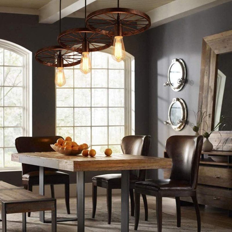 Silva Suspension Ronde Rétro, Métal, Noir/Rouille, Chambre à Coucher/Salon - Neutralighting