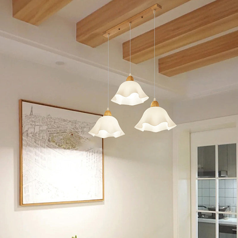 Muto Suspension Minimaliste en Forme de Fleure, Acrylique/Bois, Blanc, Salon/Salle à Manger - Neutralighting