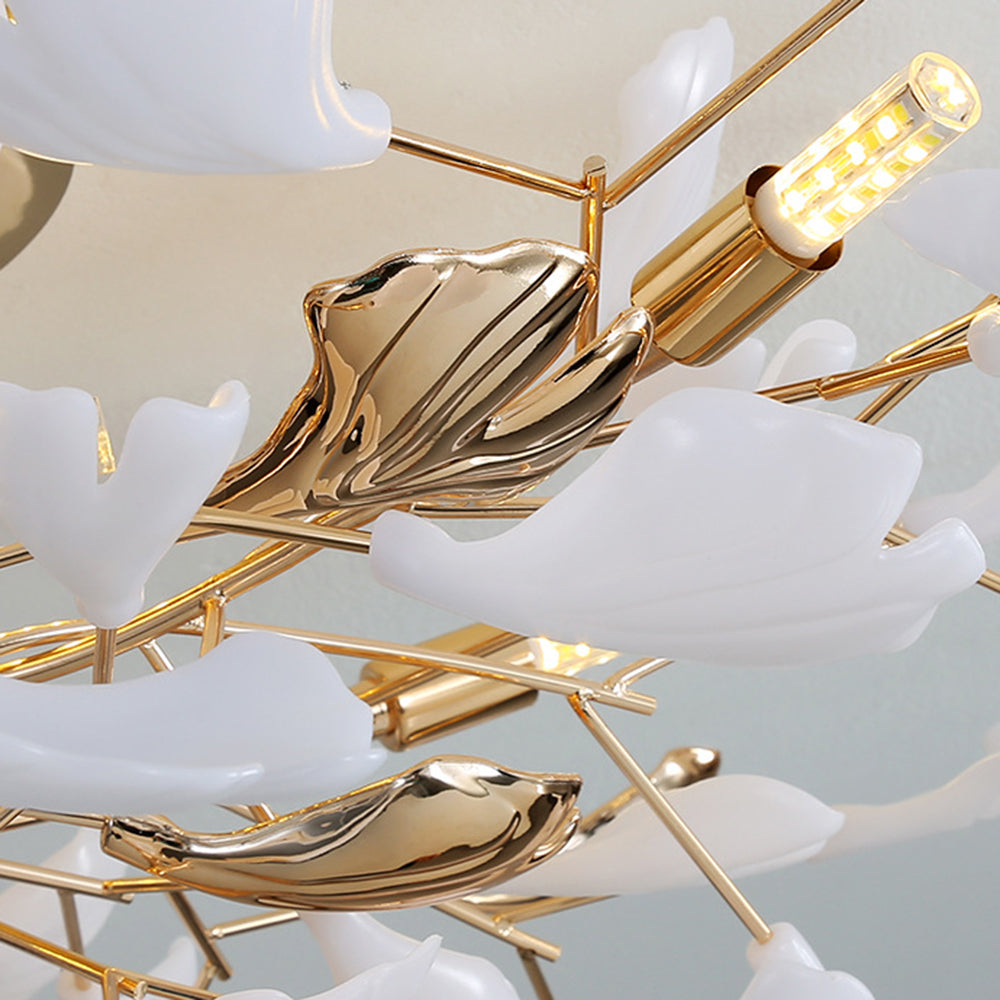Olivia Design Plafonnier Floral Moderne Métal/Céramique Doré Salon/Chambre à Coucher - Neutralighting