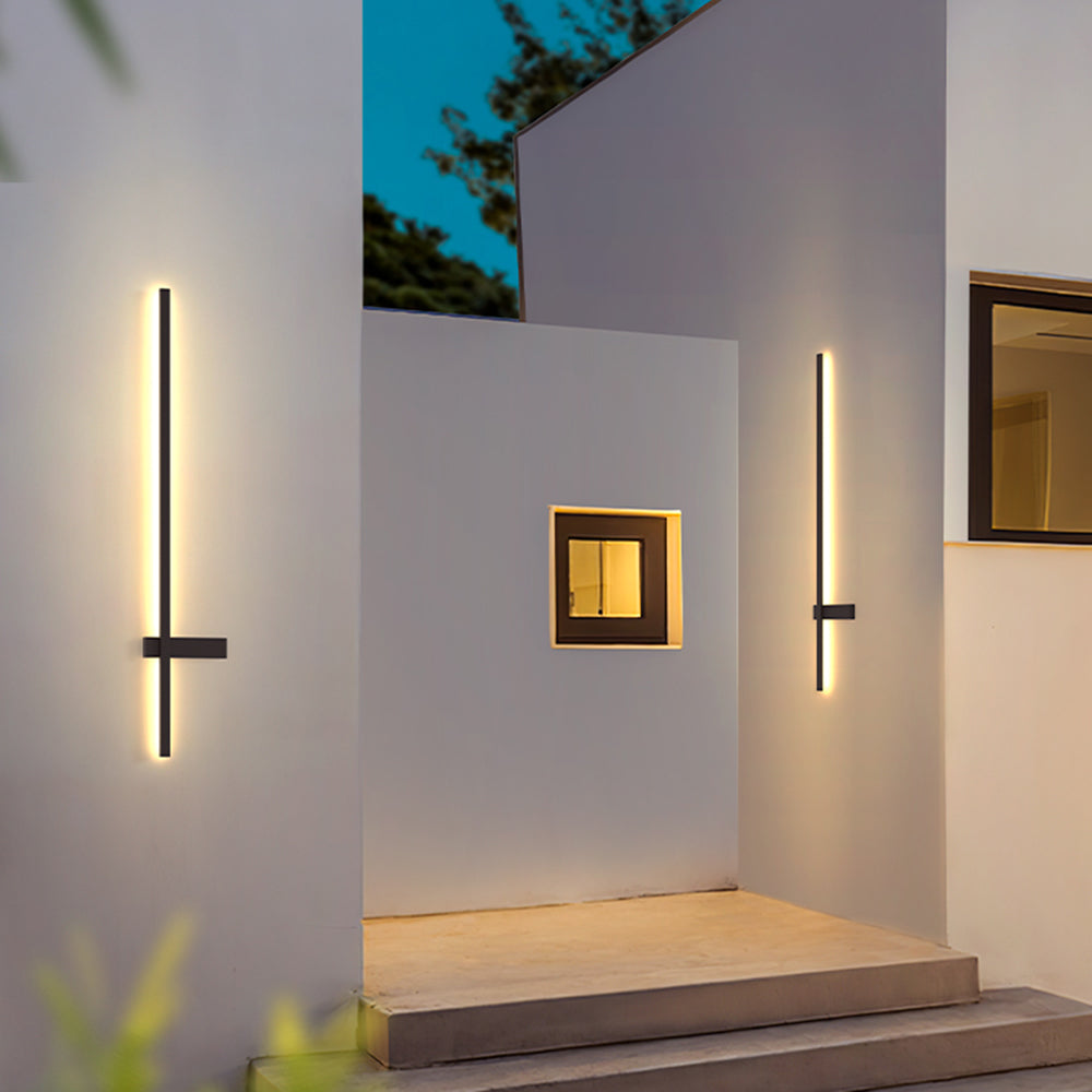Ray Applique Murale Extérieure Linéaire Minimaliste, Métal, Noir, Terrasse - Neutralighting