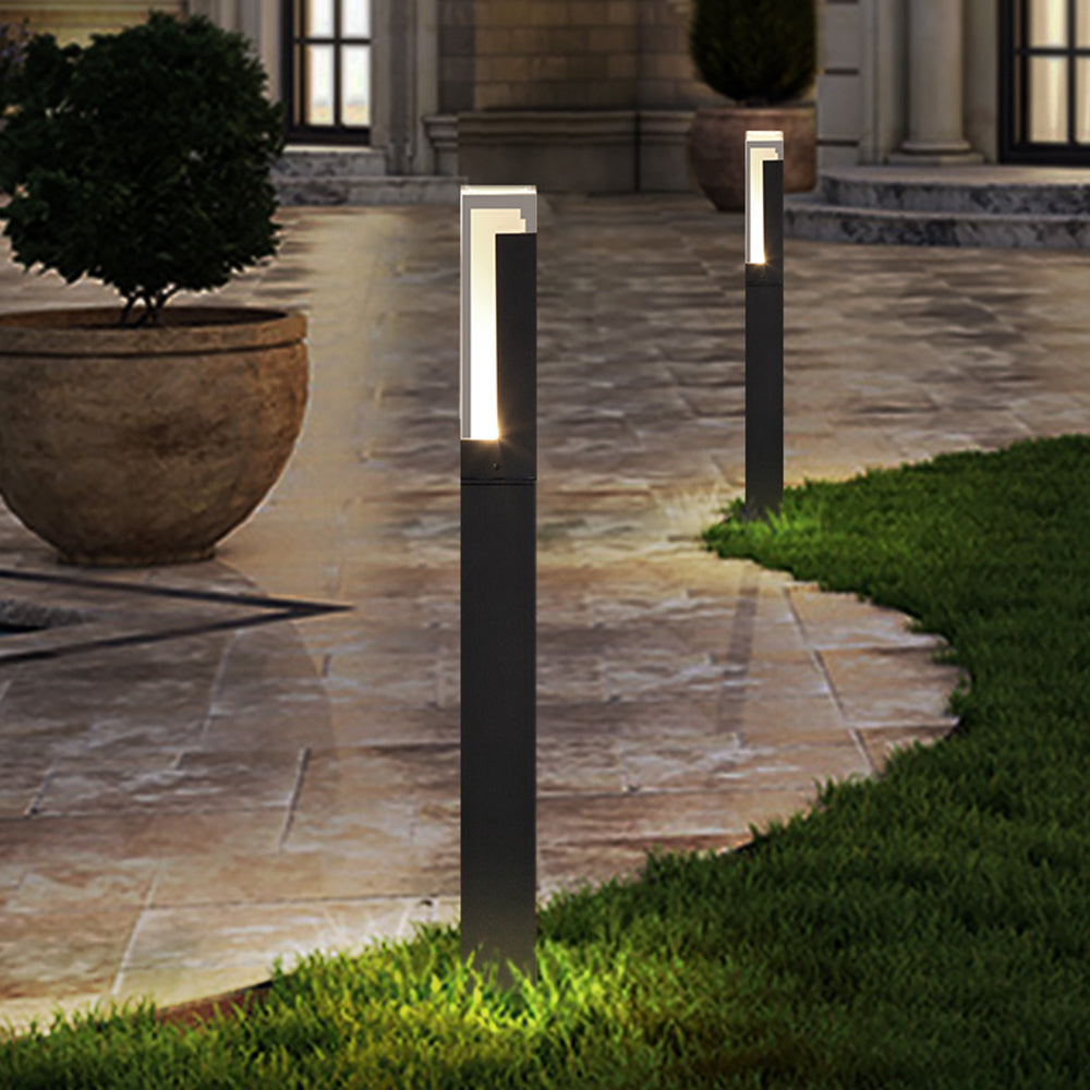 Ray Borne Extérieure Rectangulaire Minimalisme, Métal/Acrylique, Noir, Jardin - Neutralighting