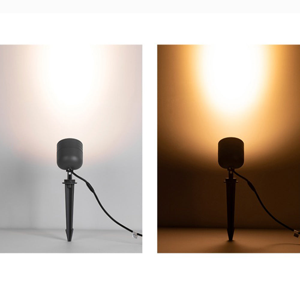 Ray Lampe Extérieure au Sol Cylindre Simple, Métal/Verre, Noir, Cour - Neutralighting