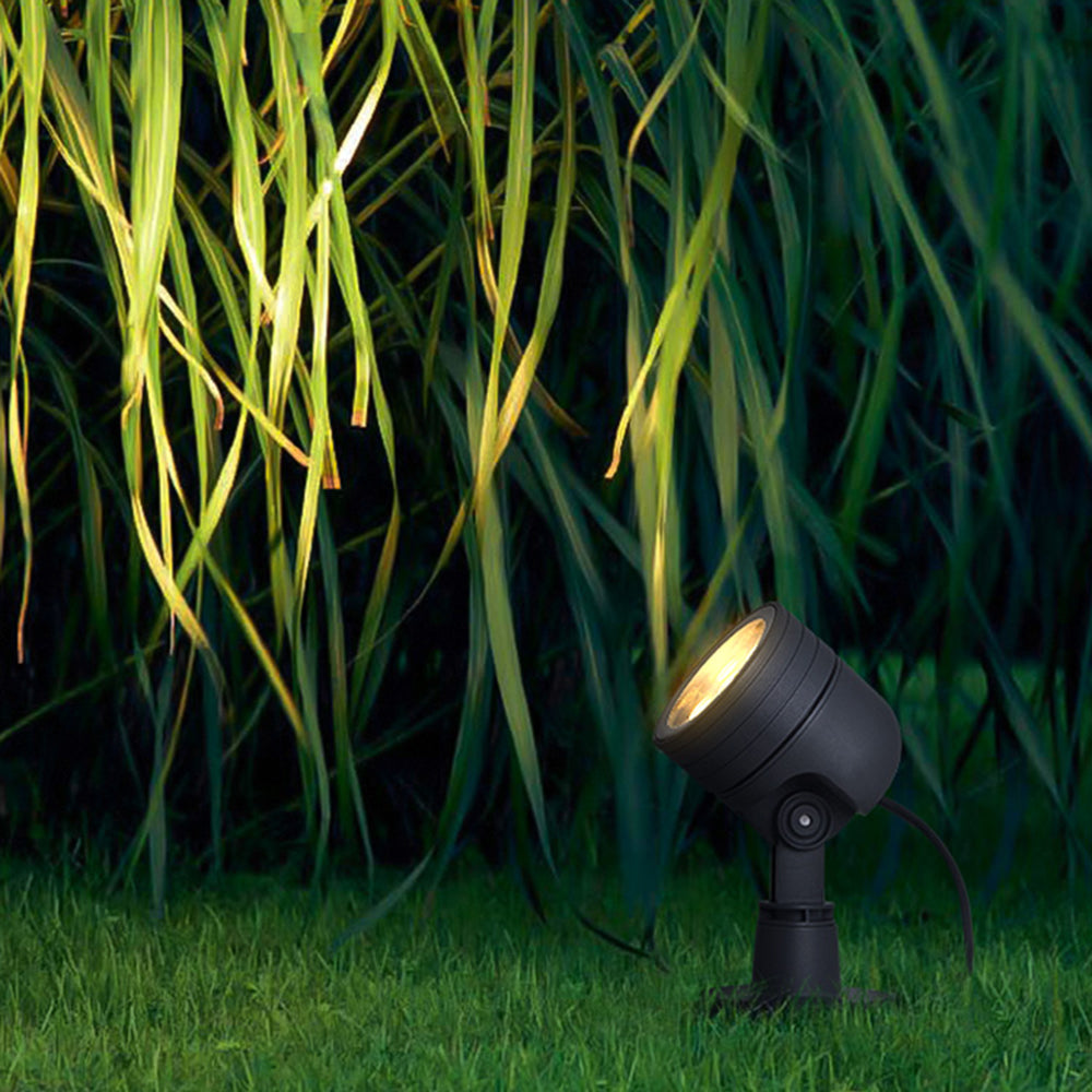 Ray Lampe Extérieure au Sol Cylindre Simple, Métal/Verre, Noir, Cour - Neutralighting