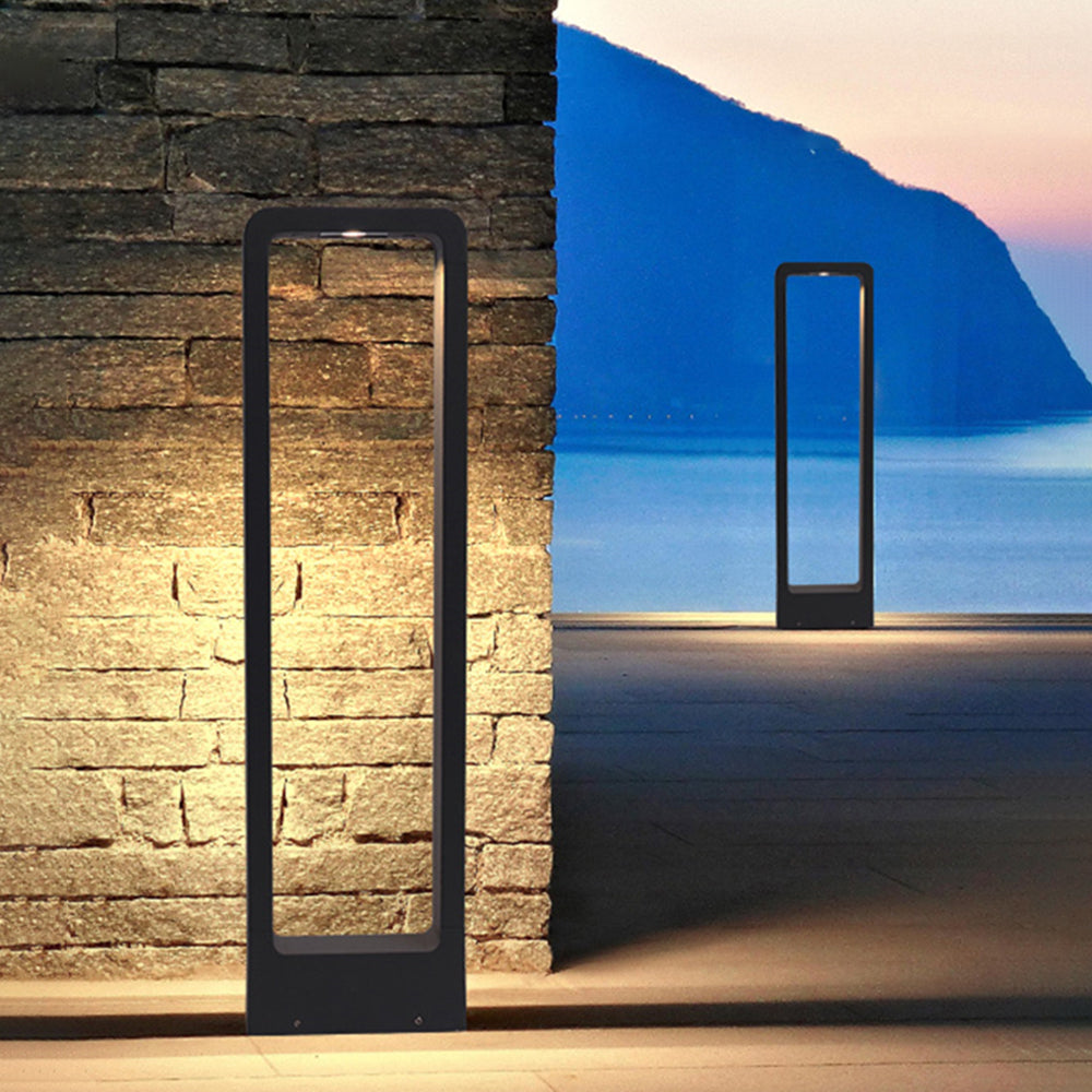 Ray Borne Extérieure Rectangulaire Minimalisme, Métal/Acrylique, Noir, Jardin - Neutralighting
