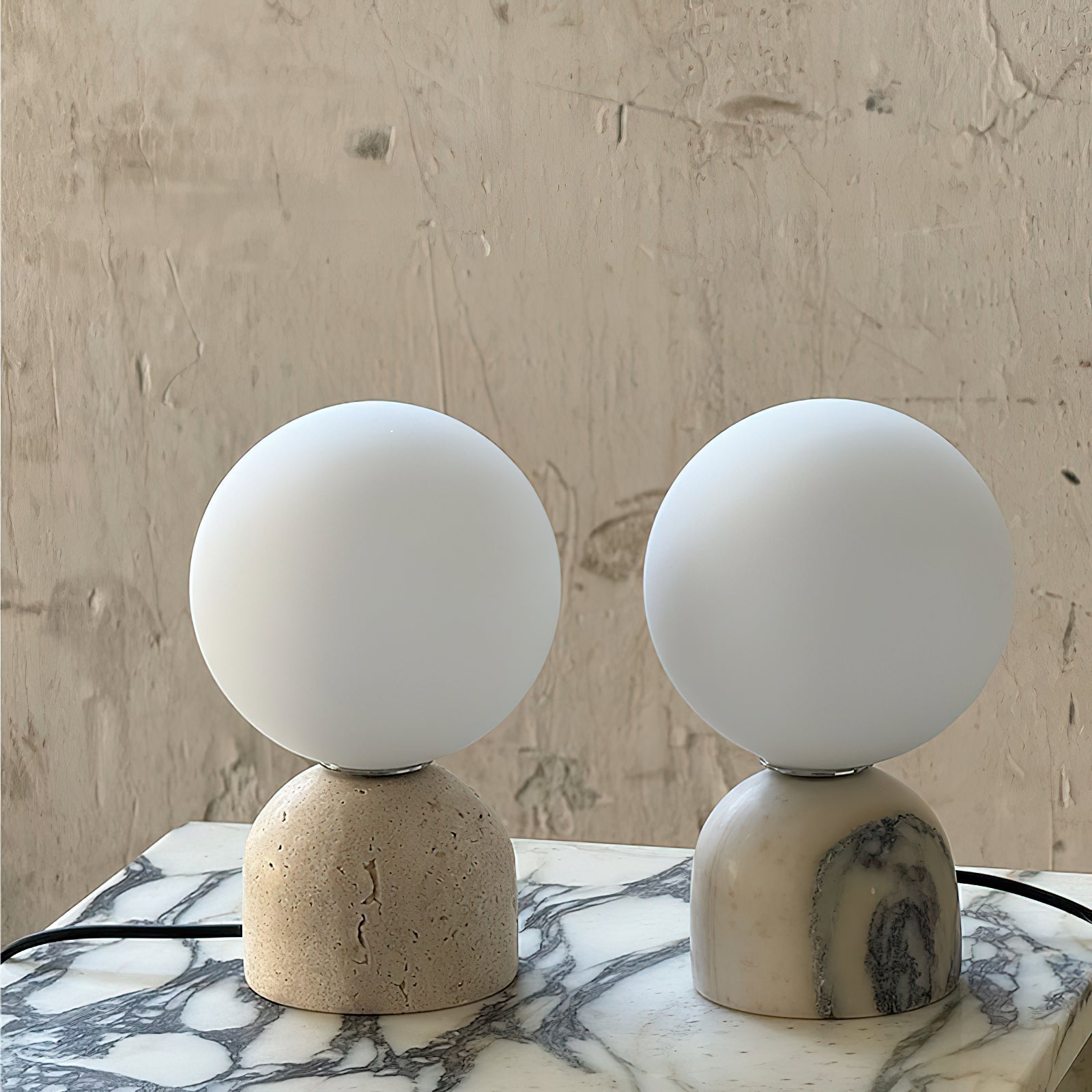 Aalia Marble Modern Minimalist Table Lamp - Lamp Copper