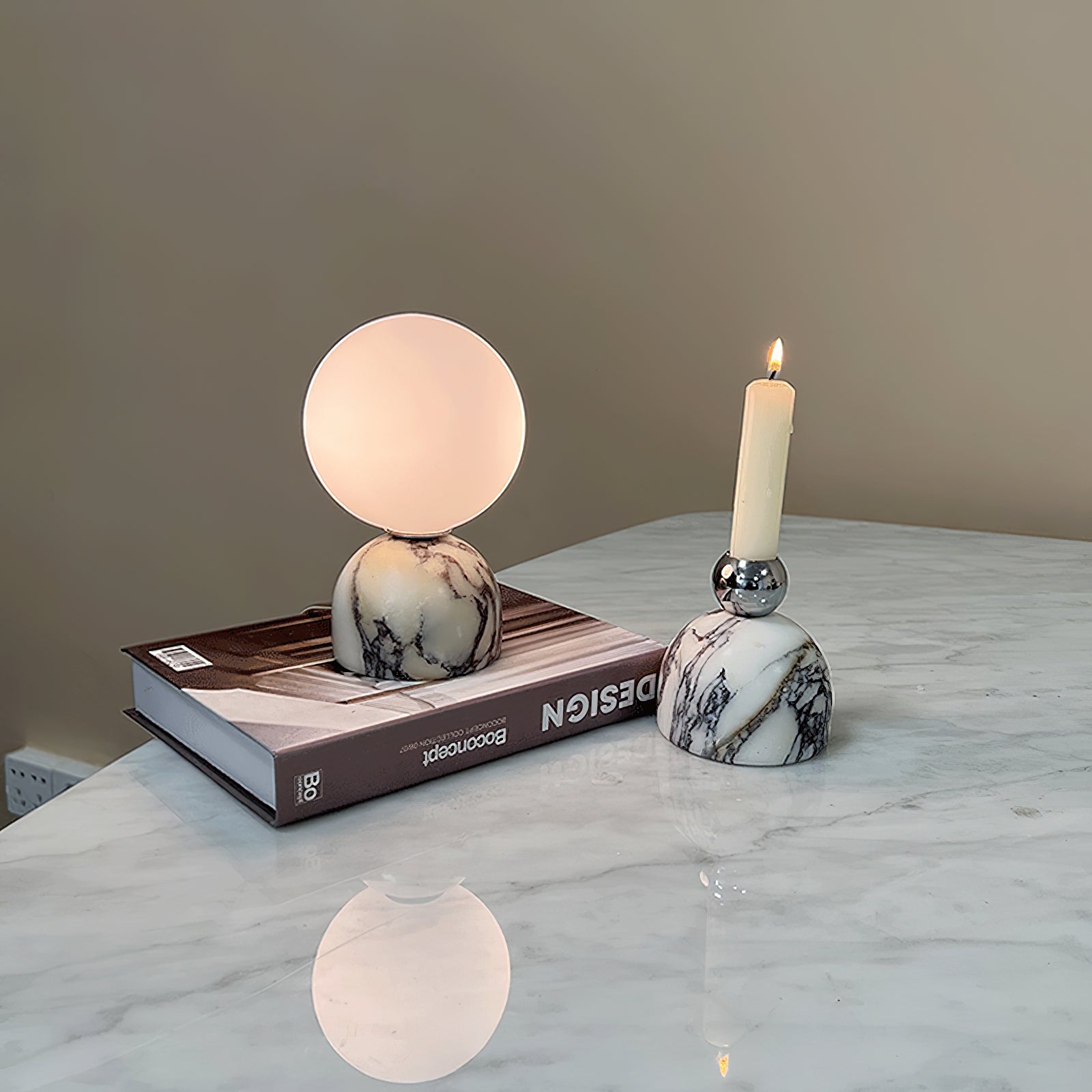 Aalia Marble Modern Minimalist Table Lamp - Lamp Copper