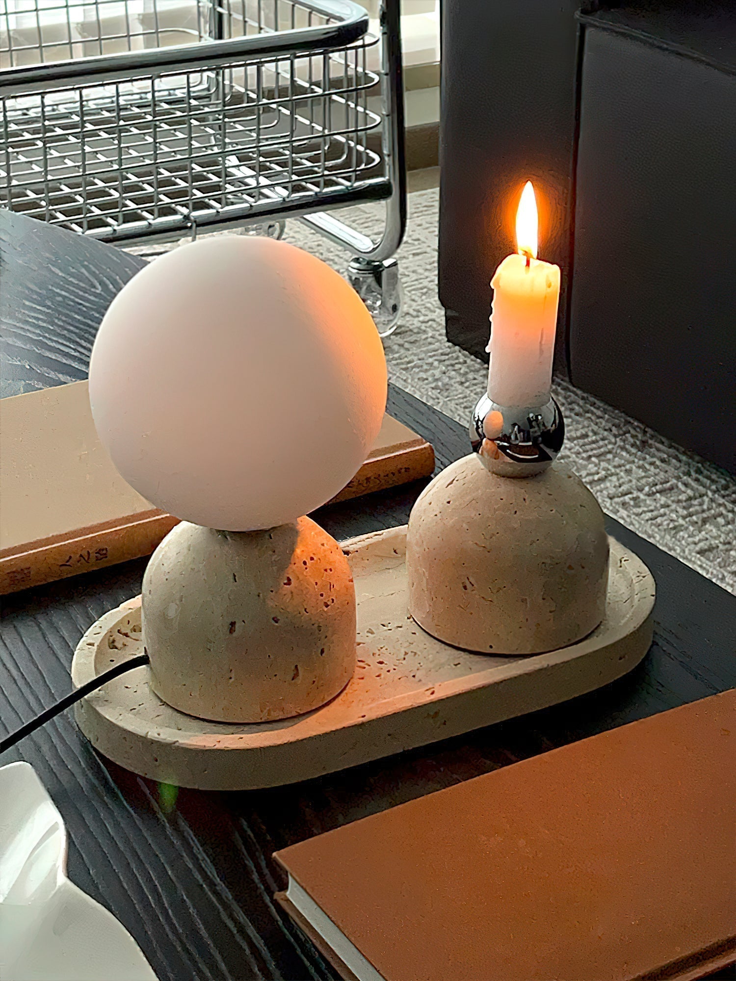 Aalia Marble Modern Minimalist Table Lamp - Lamp Copper