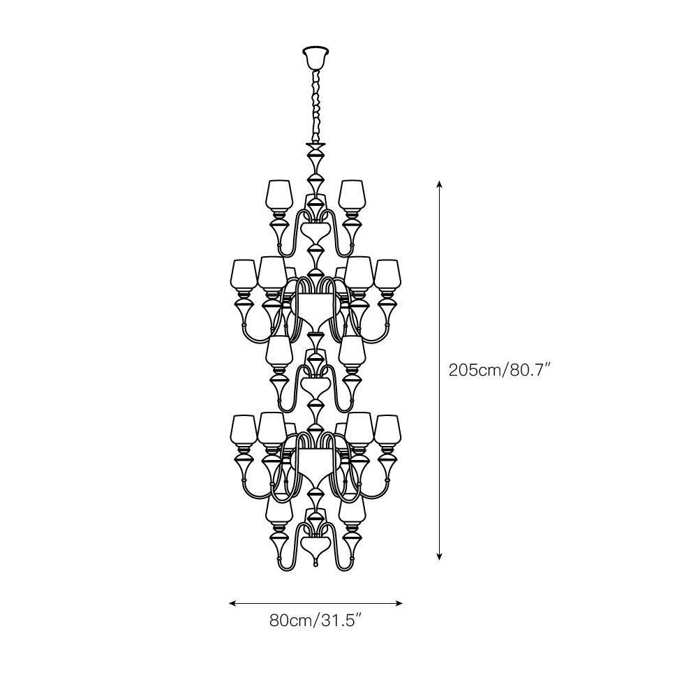Abrahamson Traditional Shaded Tiered Brass Glass Chandelier - Lamp Copper