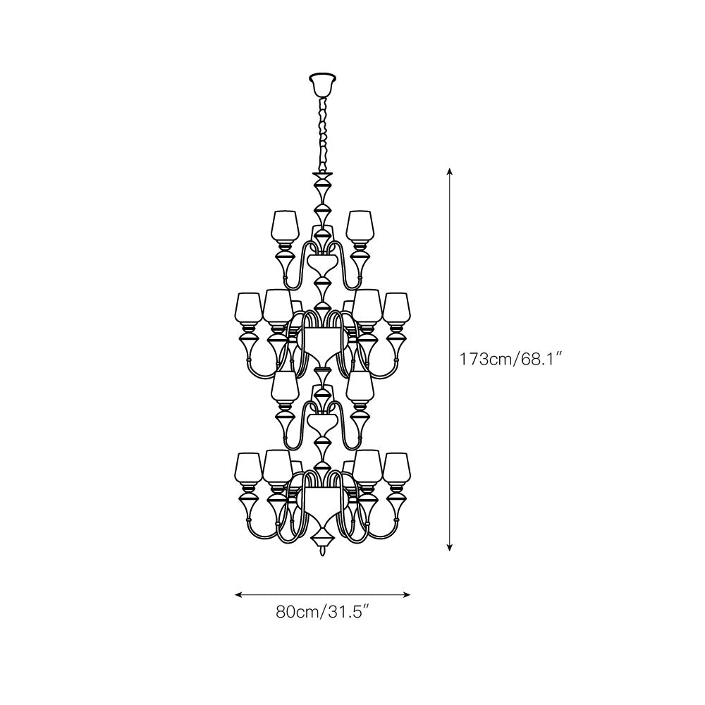 Abrahamson Traditional Shaded Tiered Brass Glass Chandelier - Lamp Copper