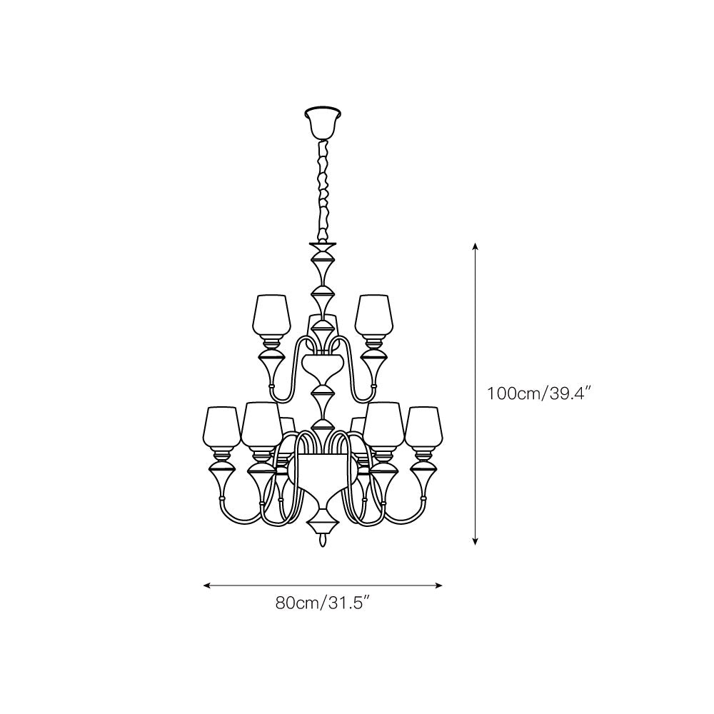 Abrahamson Traditional Shaded Tiered Brass Glass Chandelier - Lamp Copper