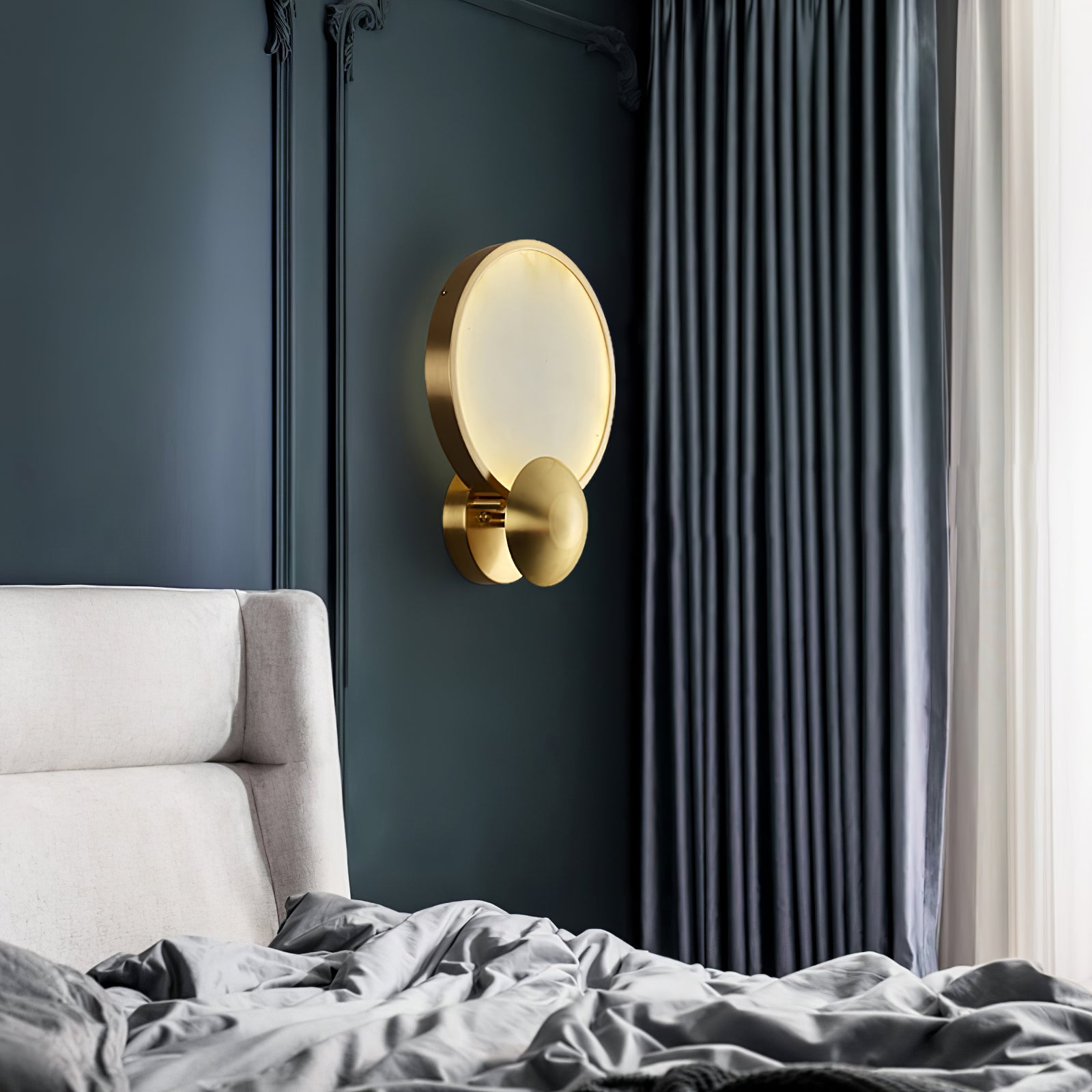 Sol Applique Murale en Albâtre et Laiton - Neutralighting
