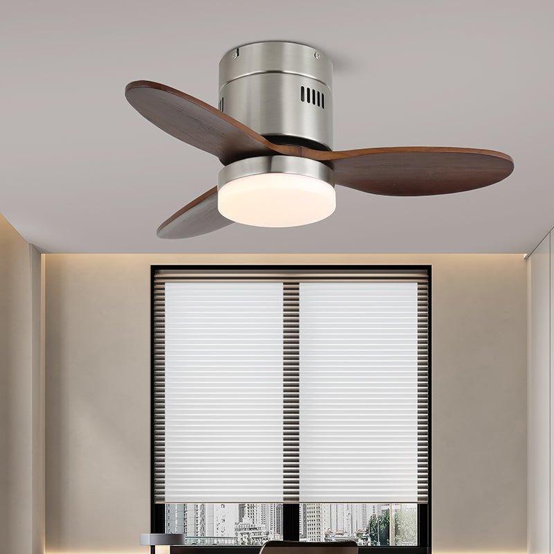 Ventilateur de plafond lumineux Eris minimaliste en bois avec pales en bois