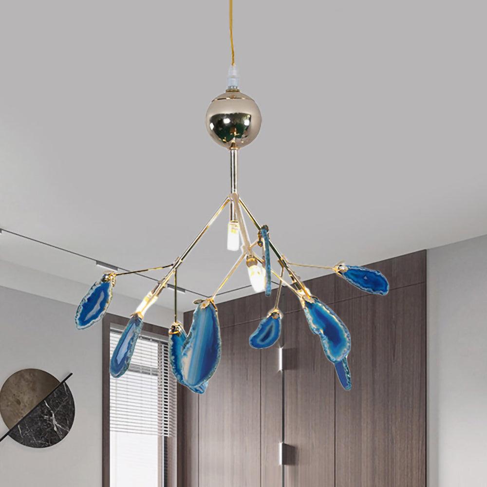 Lustra Chandelier Feuille Colorée Bras Dorés - Neutralighting