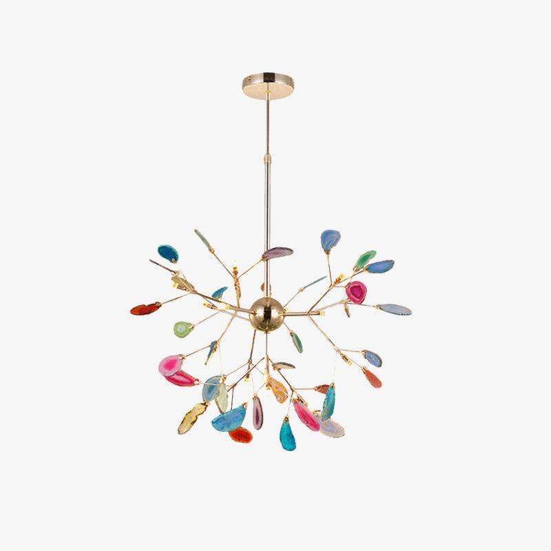 Lustra Chandelier Feuille Colorée Bras Dorés - Neutralighting