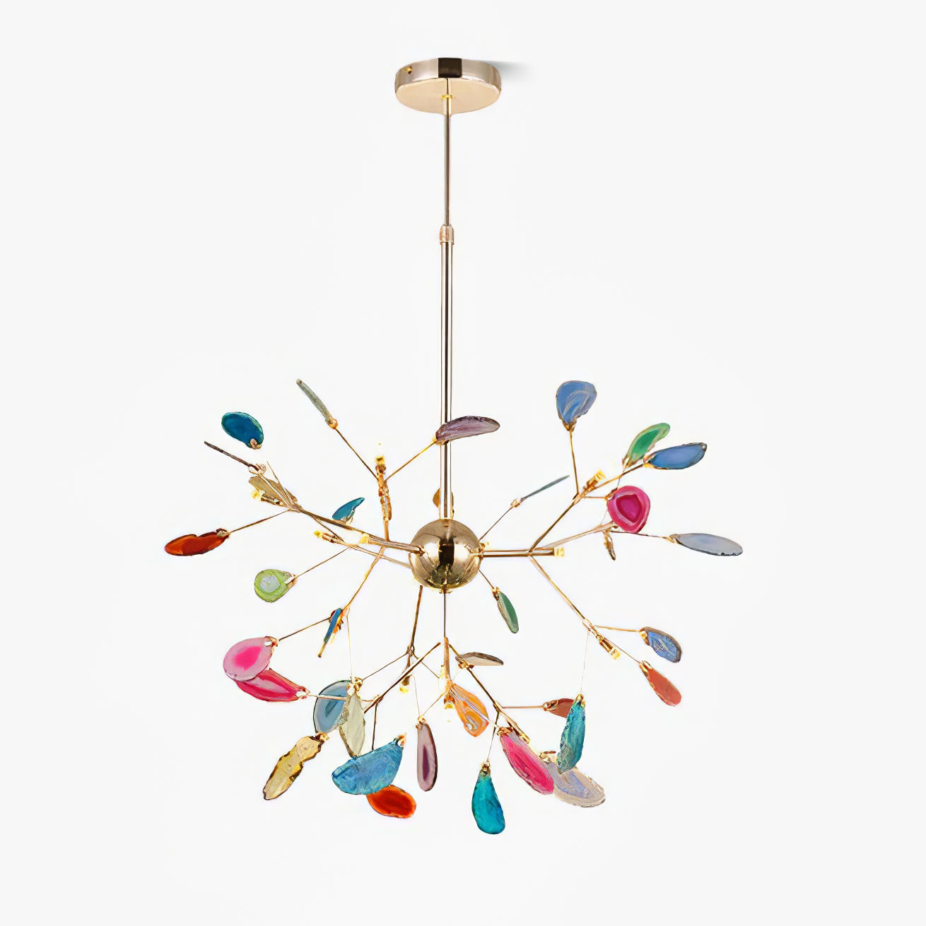 Lustra Chandelier Feuille Colorée Bras Dorés - Neutralighting