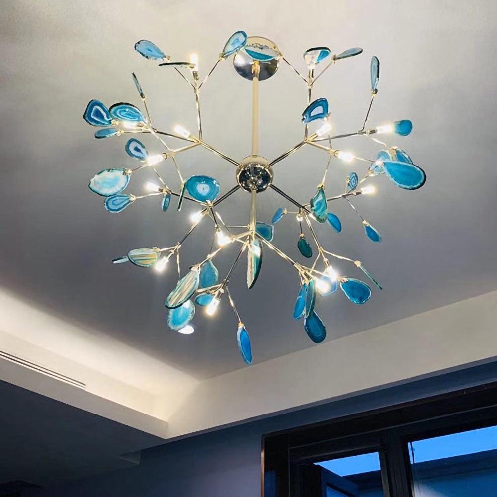 Lustra Chandelier Feuille Colorée Bras Dorés - Neutralighting
