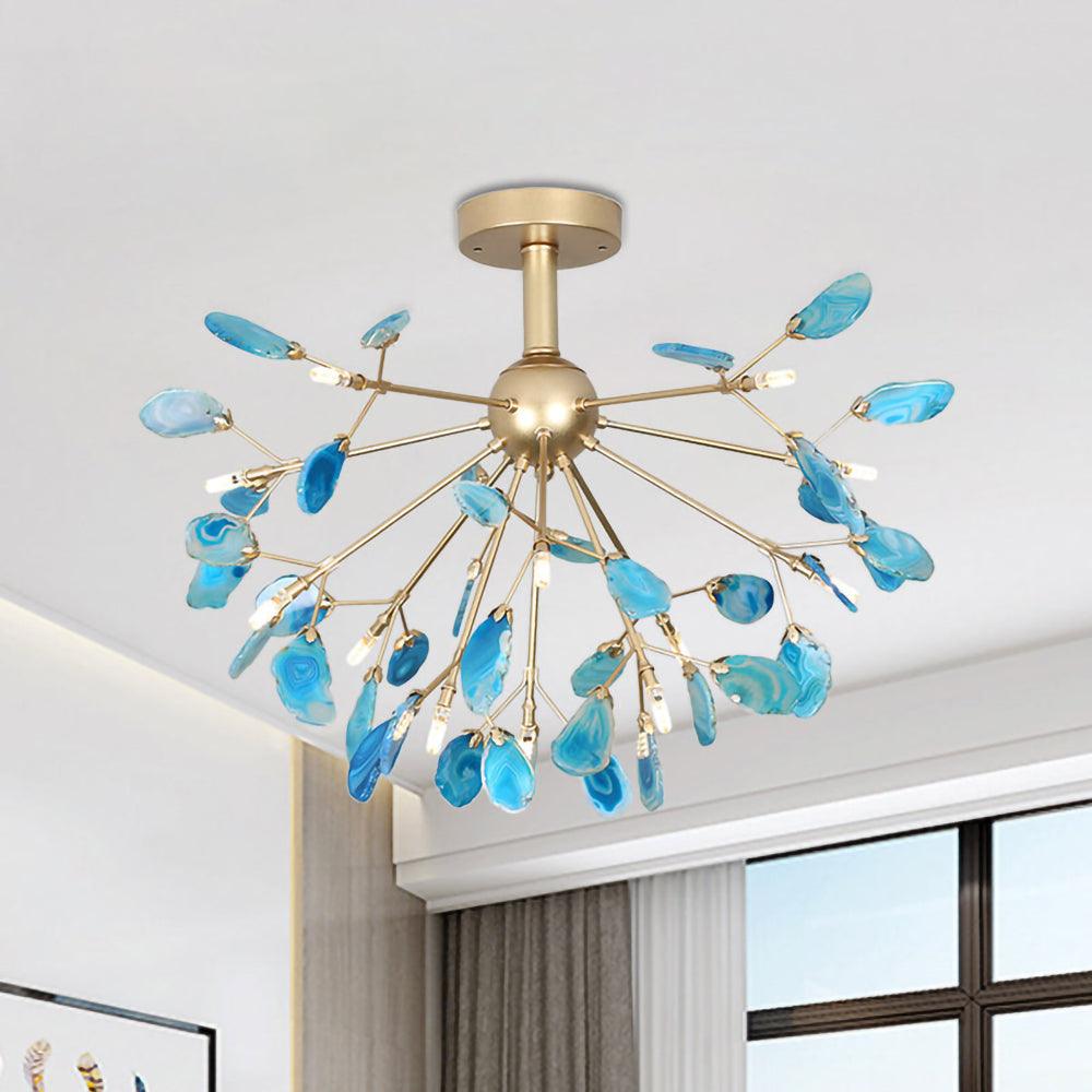 Lustra Chandelier Feuille Colorée Bras Dorés - Neutralighting