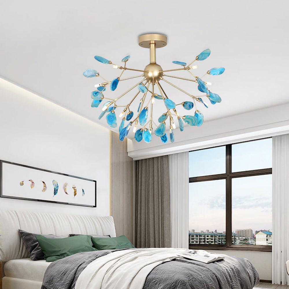Lustra Chandelier Feuille Colorée Bras Dorés - Neutralighting