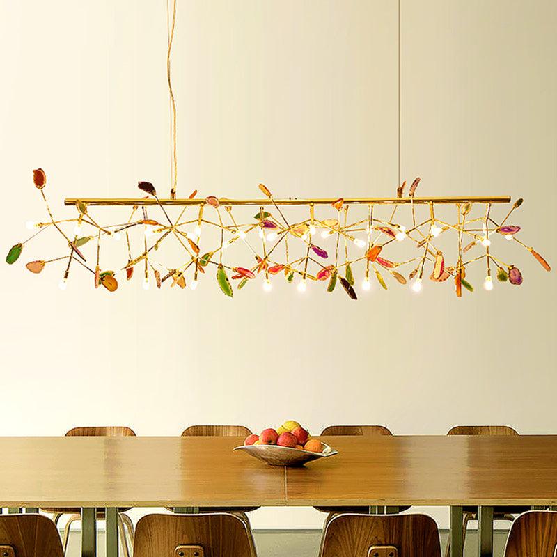 Lustra Chandelier Feuille Colorée Bras Dorés - Neutralighting