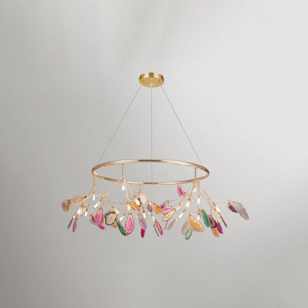Lustra Chandelier Feuille Colorée Bras Dorés - Neutralighting