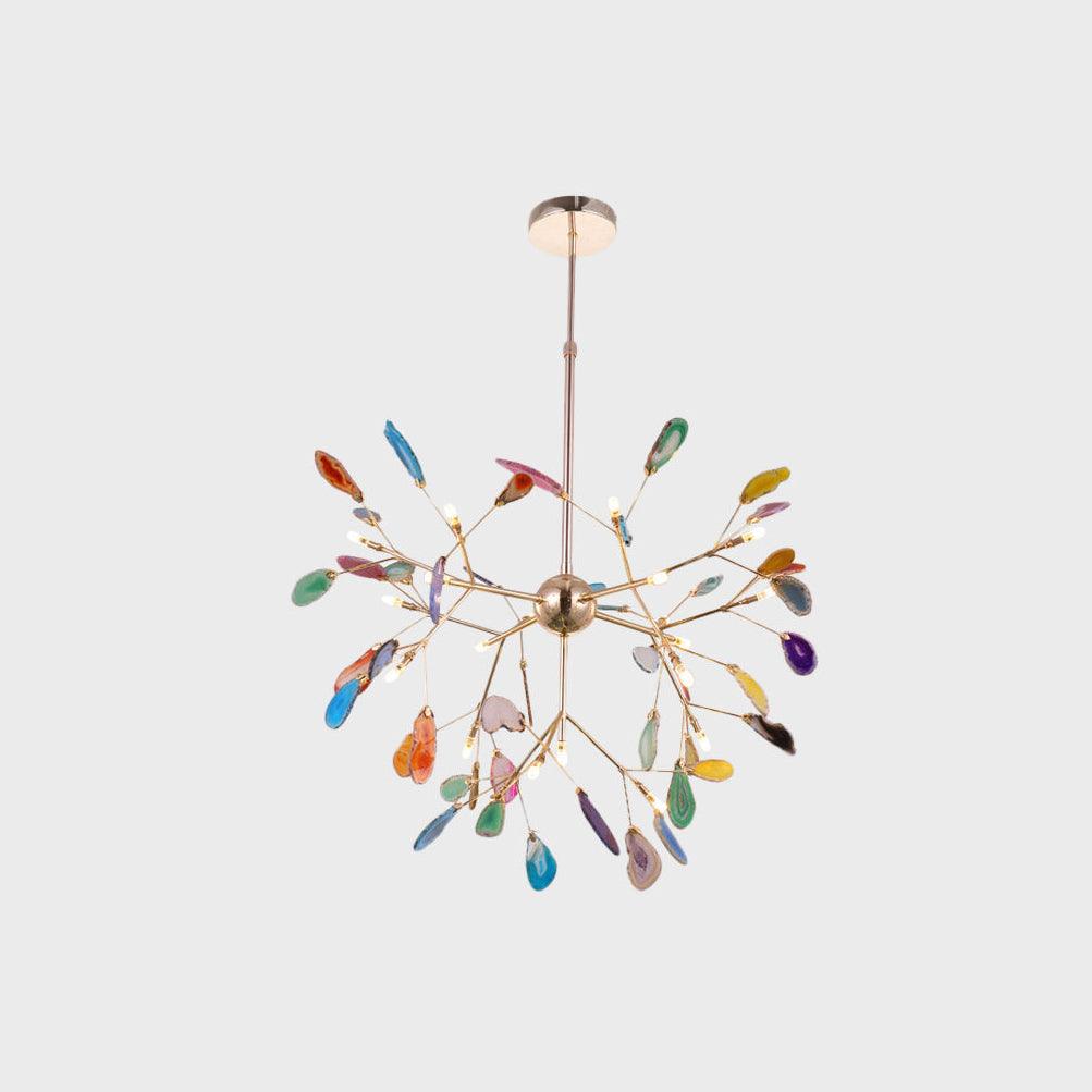 Lustra Chandelier Feuille Colorée Bras Dorés - Neutralighting