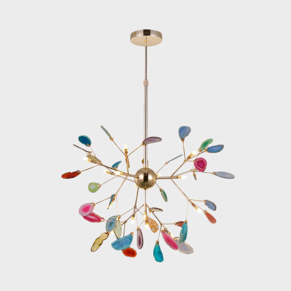Lustra Chandelier Feuille Colorée Bras Dorés - Neutralighting