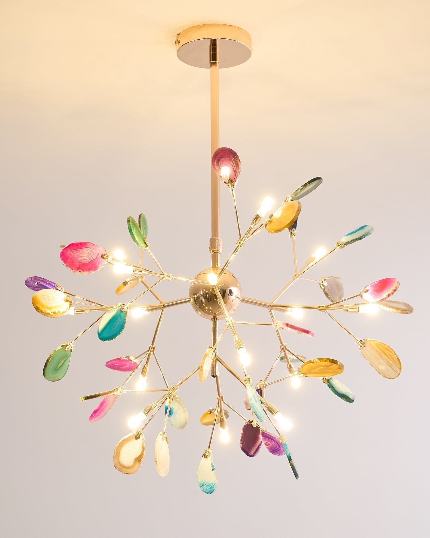 Lustra Chandelier Feuille Colorée Bras Dorés - Neutralighting